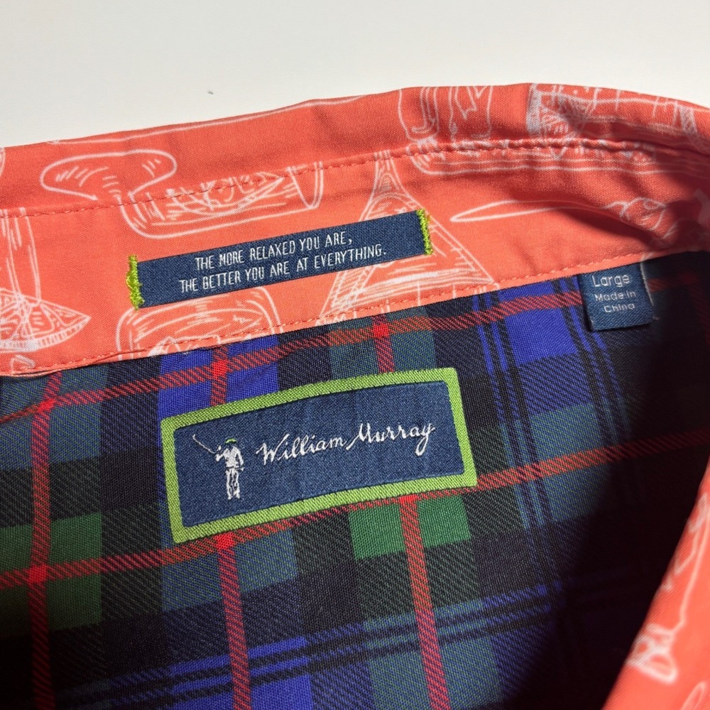 William‎ Murray Titos collab golf shirt Mens L vodka Cocktail Print Short Sleeve - Picture 8 of 9